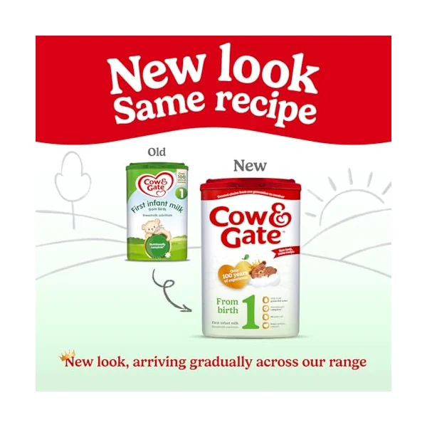 Cow & Gate First Baby Milk Formula, Suitable from Birth, Pack of 3 x 800 g