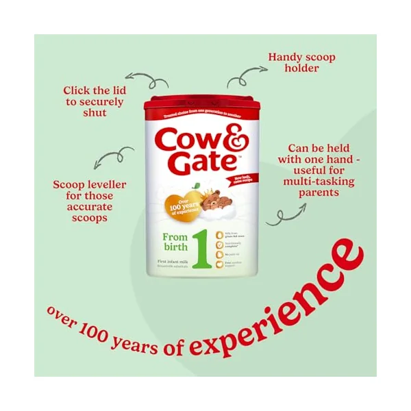 Cow & Gate First Baby Milk Formula, Suitable from Birth, Pack of 3 x 800 g