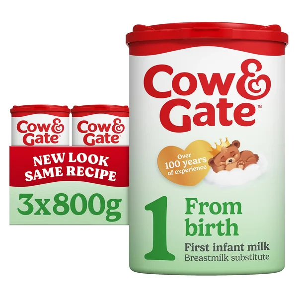 Cow & Gate First Baby Milk Formula, Suitable from Birth, Pack of 3 x 800 g