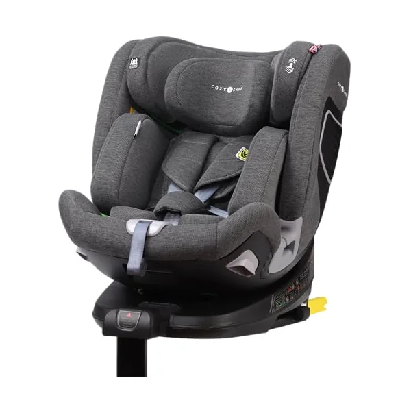 Cozy N Safe Omega i-Size 360 Rotating Car Seat 40-150cm, ISOFix & Support Leg, Extended Rear & Forward Facing, High Booster, Side Impact Protection, Adjustable Headrest, Birth to 12 Years (Pearl Grey)