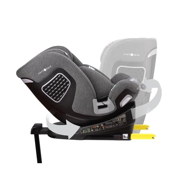 Cozy N Safe Omega i-Size 360 Rotating Car Seat 40-150cm, ISOFix & Support Leg, Extended Rear & Forward Facing, High Booster, Side Impact Protection, Adjustable Headrest, Birth to 12 Years (Pearl Grey)