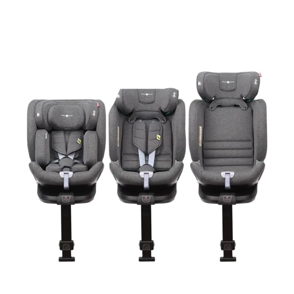 Cozy N Safe Omega i-Size 360 Rotating Car Seat 40-150cm, ISOFix & Support Leg, Extended Rear & Forward Facing, High Booster, Side Impact Protection, Adjustable Headrest, Birth to 12 Years (Pearl Grey)