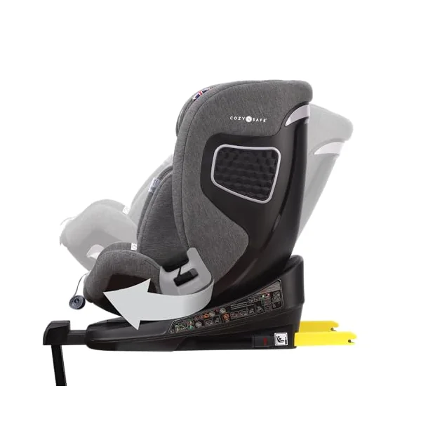 Cozy N Safe Omega i-Size 360 Rotating Car Seat 40-150cm, ISOFix & Support Leg, Extended Rear & Forward Facing, High Booster, Side Impact Protection, Adjustable Headrest, Birth to 12 Years (Pearl Grey)