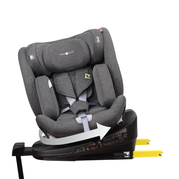 Cozy N Safe Omega i-Size 360 Rotating Car Seat 40-150cm, ISOFix & Support Leg, Extended Rear & Forward Facing, High Booster, Side Impact Protection, Adjustable Headrest, Birth to 12 Years (Pearl Grey)