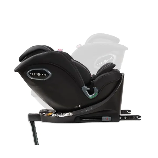 Cozy N Safe Stanford i-Size 360 Rotating Car Seat 40-150cm, ISOFix & Support Leg, Rear & Forward Facing, 5 Recline Positions, Adjustable Headrest, Side Impact Protection, Birth to 12 Years (Jet)