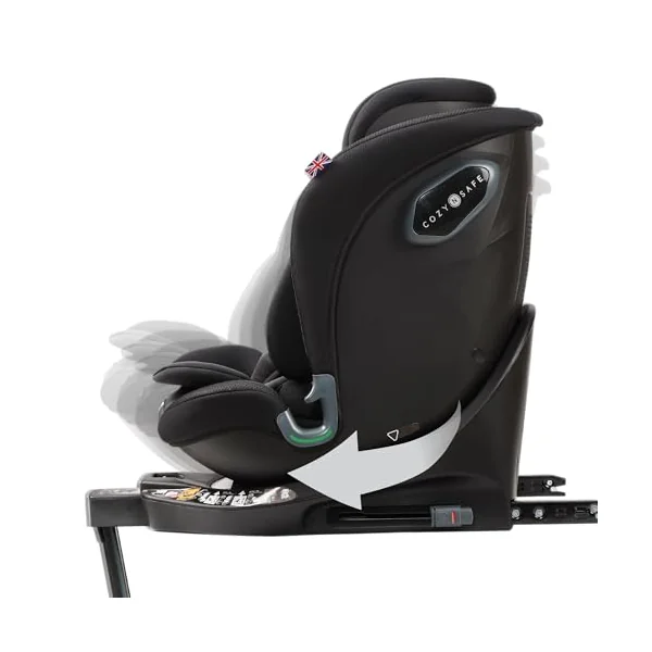 Cozy N Safe Stanford i-Size 360 Rotating Car Seat 40-150cm, ISOFix & Support Leg, Rear & Forward Facing, 5 Recline Positions, Adjustable Headrest, Side Impact Protection, Birth to 12 Years (Jet)