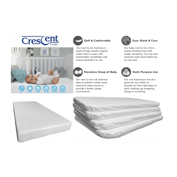 Crescent Textile Baby Toddler Cot Bed Foam Mattress Eco-Friendly Polyester Extra Thick Non-Allergenic and Breathable for Babies and Toddlers Cot Bed Mattress (140X70X7.5cm)