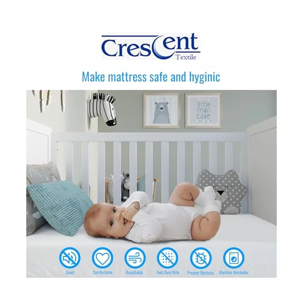 Crescent Textile Baby Toddler Cot Bed Foam Mattress Eco-Friendly Polyester Extra Thick Non-Allergenic and Breathable for Babies and Toddlers Cot Bed Mattress (140X70X7.5cm)