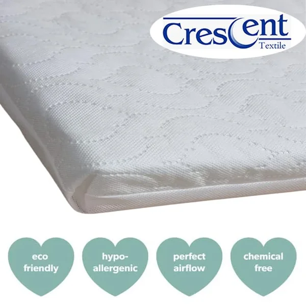 Crescent Textile Baby Toddler Cot Bed Foam Mattress Eco-Friendly Polyester Extra Thick Non-Allergenic and Breathable for Babies and Toddlers Cot Bed Mattress (140X70X7.5cm)
