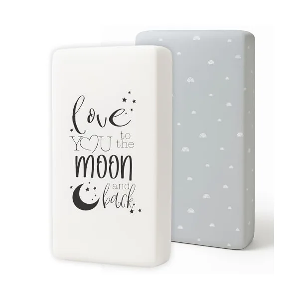 Crib Sheets Fitted 2 Pack 52x28 - Baby Crib Sheets, Toddler Bed Sheets, Cotton Crib Sheets, Neutral Design, Woodland Nursery Decor, Soft & Hypoallergenic, 2 Pack Crib Mattress Sheets