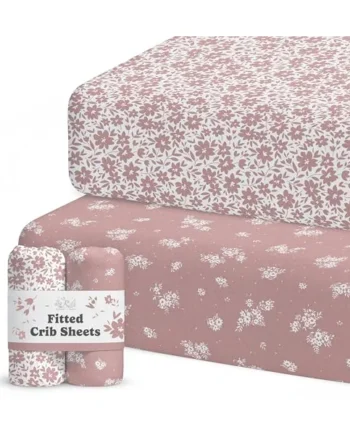 Crib Sheets Neutral - Fitted Baby Crib Sheets Bed for Girl Boy - 2 Pack Standard & Toddler Mattress (Antique Rose) - Buttery Soft Organic Cotton Blend