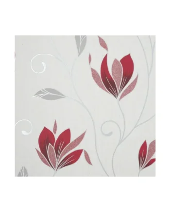 Crown Synergy Floral Red Silver Leaf Textured Glitter Wallpaper M1718