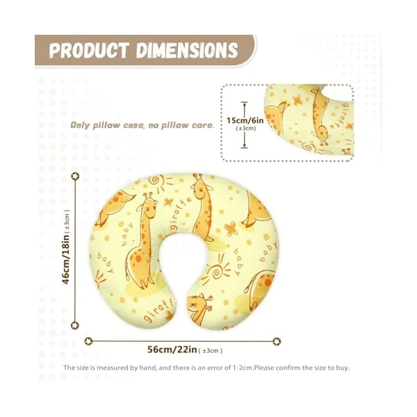 Cute Giraffe Nursing Pillow Cover Nursing Pillows for Breastfeeding Fits The Original Support for Breastfeeding Nipple Shields for Breastfeeding Newborn