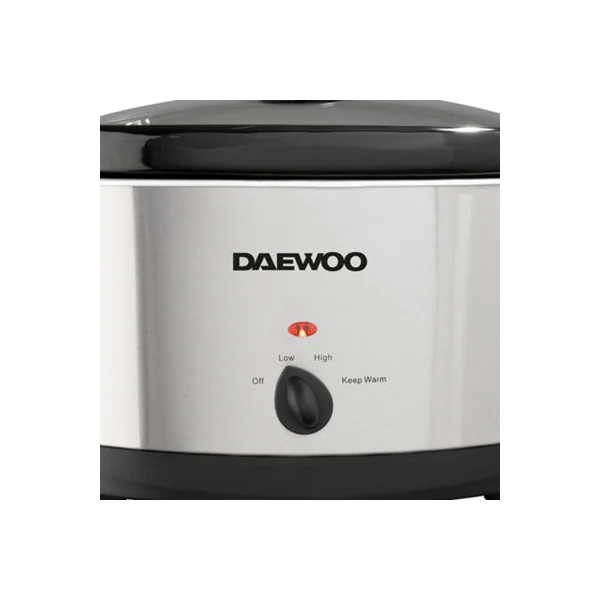 Daewoo Slow Cooker 6.5 Litre With 3 Heat settings Easy Clean Silver SDA1788GE