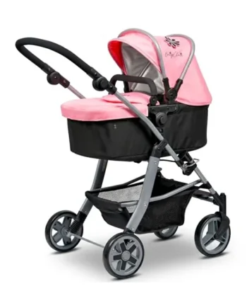 Daisy Chain Connect 5 in 1 Dolls Pram – (Classic Pink) | Adjustable Handles From 48-85cm - For 4,5,6,7 and 8 Year Old Girls – Baby Doll Pram, Pushchair, Stroller