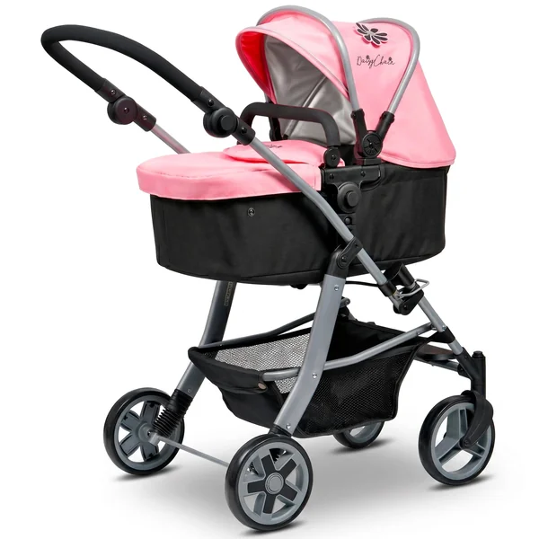 Daisy Chain Connect 5 in 1 Dolls Pram – (Classic Pink) | Adjustable Handles From 48-85cm - For 4,5,6,7 and 8 Year Old Girls – Baby Doll Pram, Pushchair, Stroller