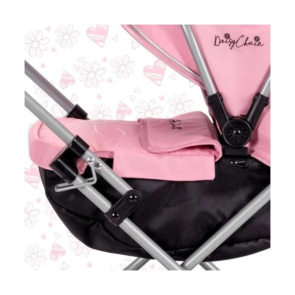 Daisy Chain My First Dolls Pram – For Girls Age 18 Months+ (Classic Pink) | Baby Doll Pram For 1, 2, 3, 4 Year Old Girls - Toy Pushchair Stroller