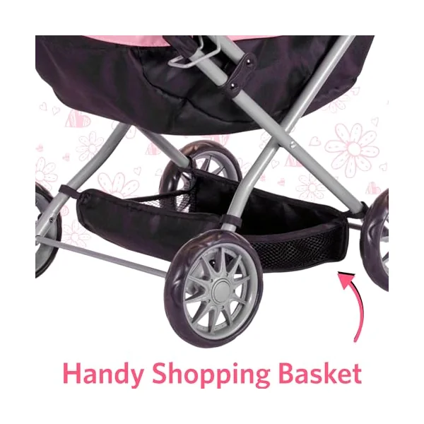 Daisy Chain My First Dolls Pram – For Girls Age 18 Months+ (Classic Pink) | Baby Doll Pram For 1, 2, 3, 4 Year Old Girls - Toy Pushchair Stroller