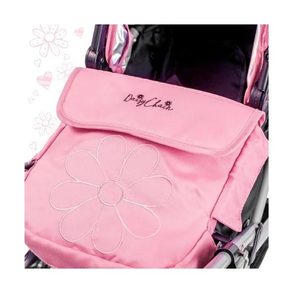 Daisy Chain My First Dolls Pram – For Girls Age 18 Months+ (Classic Pink) | Baby Doll Pram For 1, 2, 3, 4 Year Old Girls - Toy Pushchair Stroller