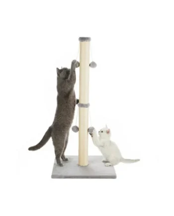 Daisy & Max Cat Scratching Post 86cm, Tall Sisal Cat Scratcher with Plush Sturdy Base & Hanging Toys, Durable Cat Toys