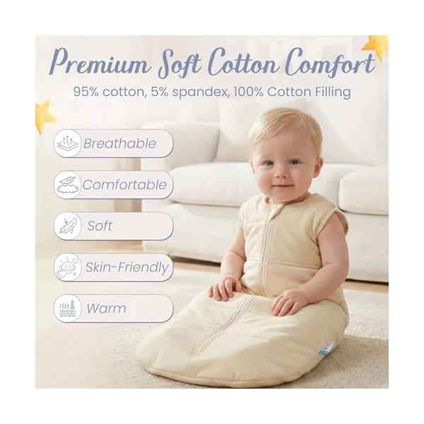 DandyLion Newborn Sleeping Bag 2.5 TOG | Newborn Sleep Sack & Swaddle | Breathable Cotton | Hip Healthy Design | Two-Way Zip & Dummy Clip | 3-12M