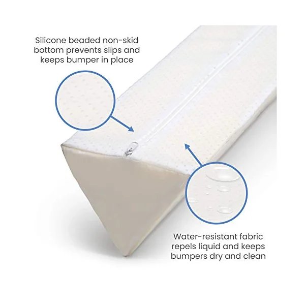 Delta Children [2-Pack] Extra Long Foam Toddler Bed Rail Bumper - Guardrail for Toddlers & Kids with Water-Resistant, Non-Slip & Machine Washable Cover - White