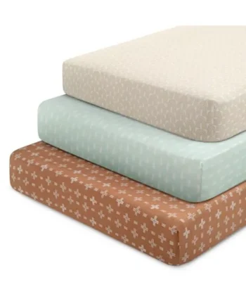 Delta Children Fitted Crib Sheets for Girls and Boys - 100% Organic Cotton Crib Sheet for Standard Crib and Toddler Mattresses - 28x52 Inch - GOTS Certified (Pack of 3), Neutral Boho