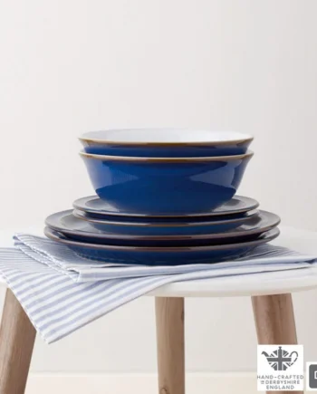 Denby Stoneware 12 Piece Dinnerware Set, Imperial Blue