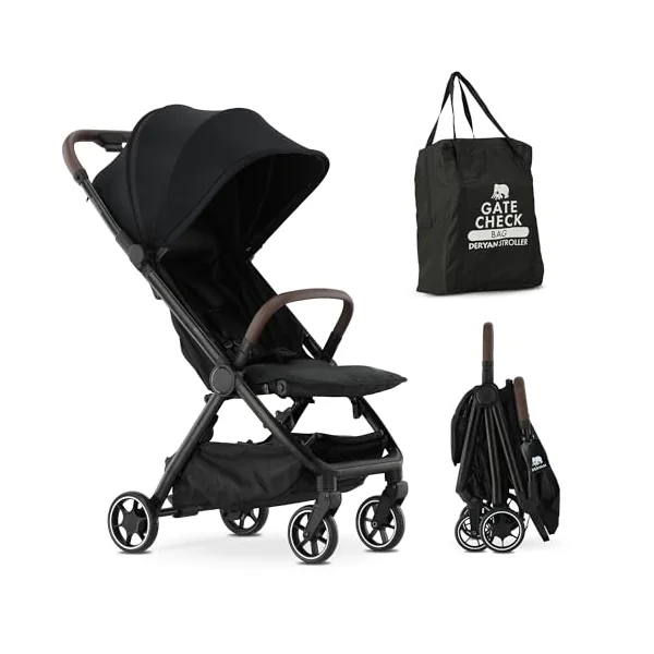Deryan Air Travel Buggy - Cabin Approved - Compact Stroller & Travel Bag 8 kg - Travel Stroller for Life On The Go - Foldable & Lightweight - Suitable from Birth to 4 Years (0-4 Years) - Black