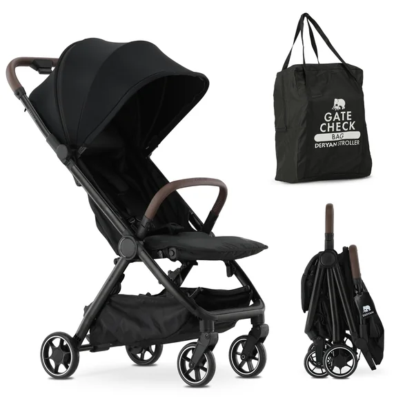 Deryan Air Travel Buggy - Cabin Approved - Compact Stroller & Travel Bag 8 kg - Travel Stroller for Life On The Go - Foldable & Lightweight - Suitable from Birth to 4 Years (0-4 Years) - Black