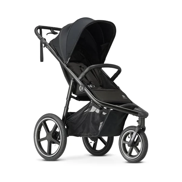 Deryan Bolt Jogger - All Terrain Pushchair with Mosquito Net - One Hand Folding and Portable - XL Air Wheels, UPF 50+ Reclining Backrest, Height-Adjustable Handle - 6 months to 4 years (22 kg) - Black
