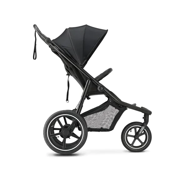 Deryan Bolt Jogger - All Terrain Pushchair with Mosquito Net - One Hand Folding and Portable - XL Air Wheels, UPF 50+ Reclining Backrest, Height-Adjustable Handle - 6 months to 4 years (22 kg) - Black