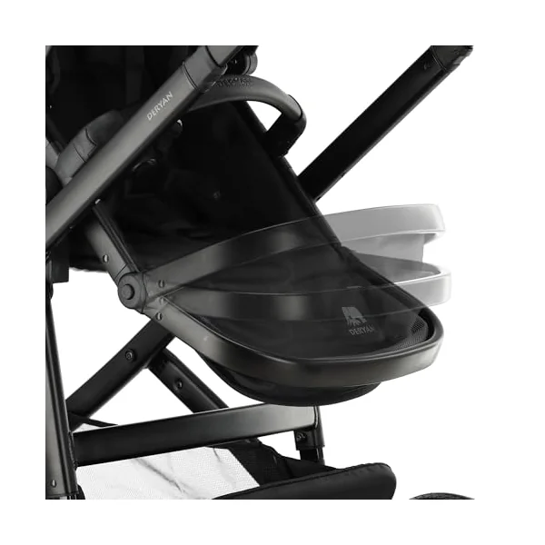 Deryan Evy V2 Pram for 2 Children, Baby & Toddler Tandem Pushchair, Double Second Seat from 6 Months, Baby Pram Buggy up to 50 kg, 2-in-1 Complete Set (Black+Seat)