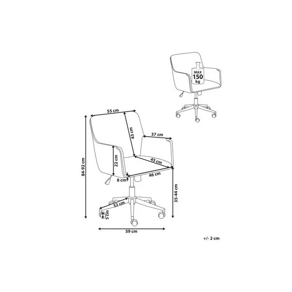 Desk Chair ALTONA Velvet Off-White