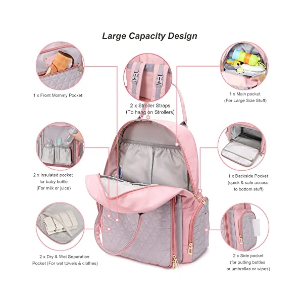 Diaper Bag Backpack Mommy Hospital Baby Bags For Boys Girl Travel Backpacks Mom Grey Dad Diaper Bag Tote Baby Registery Diaper Bags Backpack
