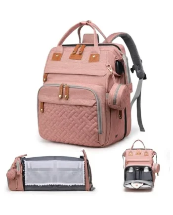 Diaper Bag Backpack with Changing Station, Waterproof for Travel, Pink