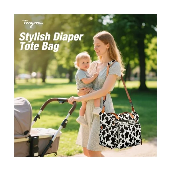 Diaper Bag Tote, Large Baby Diaper Bags, Hospital Bag for Labor Delivery with Pacifier Case Changing Pad