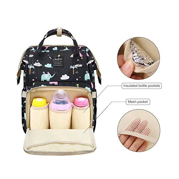 Diaper Bag, Waterproof Elephant Diaper Backpack Baby Nappy Changing Bags with Hooks + Separate Dirty Diaper Pouch Elephant