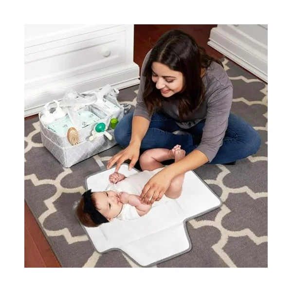 Diaper Changing Pad - Built-in Pillow Portable Changing Mat for | Pad with Smart Wipes Pocket, Waterproof Travel Kit - Gift