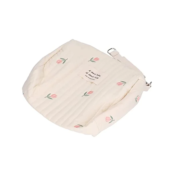 Diaper Storage Bag, Large Capacity Convenient Reusable Baby Bottle Bag Cotton Cloth Portable Cute Pattern for Mother for Travel(Tulip Embroidery)