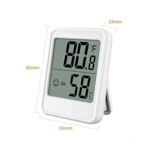 Digital Hygrometer Room Thermometer Indoor LCD Display with Comfort Indicator for Home Office Baby Nursery - Accurate Temp Humidity Meter White 80x59mm(White)