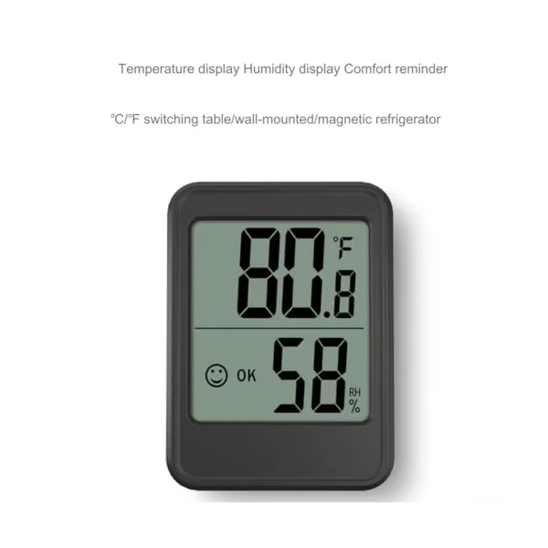 Digital Hygrometer Room Thermometer Indoor LCD Display with Comfort Indicator for Home Office Baby Nursery - Accurate Temp Humidity Meter White 80x59mm(White)