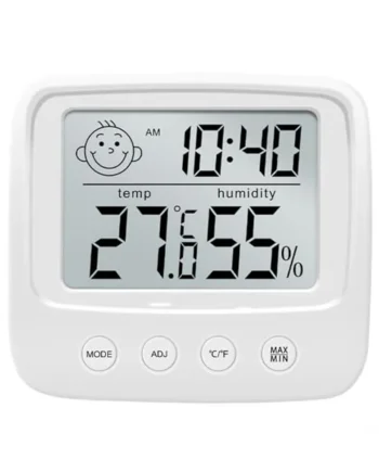 Digital LCD Thermometer Hygrometer with Backlight, Indoor Temperature and Humidity Monitor Home Office Nursery Baby Room, White