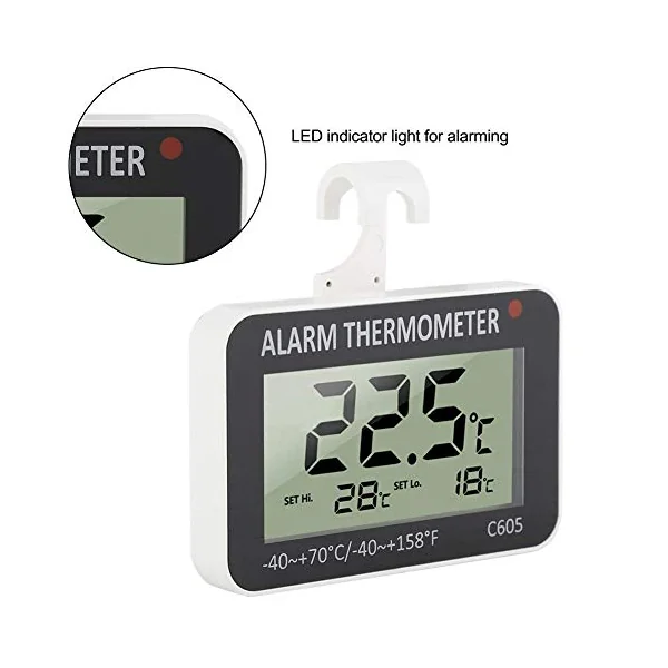 Digital Refrigerator Freezer Room Thermometer, No Frills Simple, White