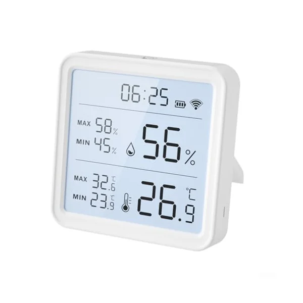 Digital Room Thermometer Hygrometer For Alexa Google Home | for tuya app , real-time data, year-long history export, for trend analysis, for ios for android compatible