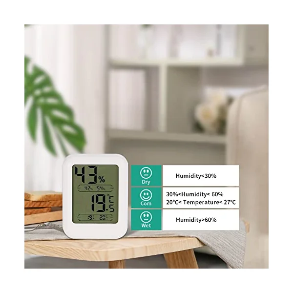 Digital Room Thermometer Indoor Thermometer Hygrometer Temperature Humidity Meter Digital Thermometer Hygrometer Mini Temperature Monitor Humidity Meter with Max MIN