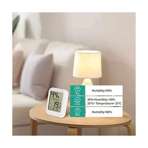 Digital Room Thermometer Indoor Thermometer Hygrometer Temperature Humidity Meter Digital Thermometer Hygrometer Mini Temperature Monitor Humidity Meter with Max MIN