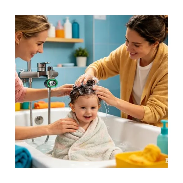 Digital Shower Temperature Monitor | Smart Real-Time Water Thermometer | Household Safety Temperature Detector With Colour Changing LED Light For Bathroom, Kitchen, Swimming Pool And Daycare Center