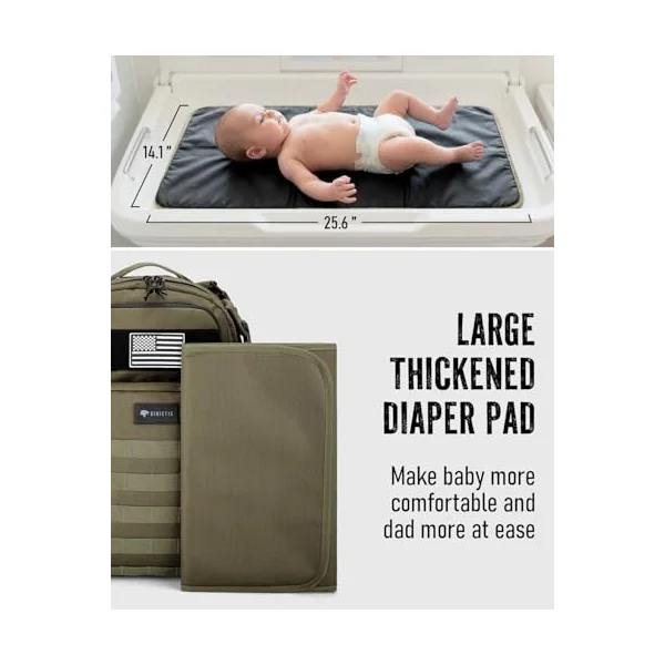 Dinictis Dad Diaper Bag, Mens Diaper Bag Backpack with Diaper Changing Mat, Military Diaper Backpack, Jungle Green, One Size, Daypack Backpacks