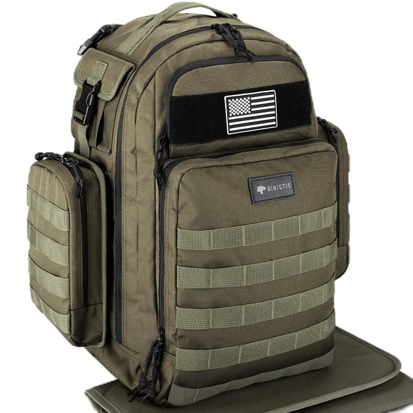 Dinictis Dad Diaper Bag, Mens Diaper Bag Backpack with Diaper Changing Mat, Military Diaper Backpack, Jungle Green, One Size, Daypack Backpacks